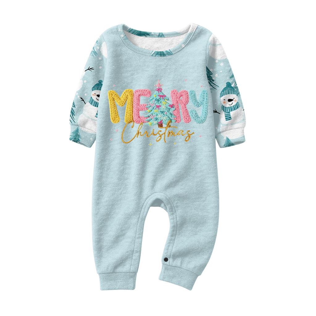 Christmas Print Long Sleeve Long Pants Family Matching Pajama Set for Holiday Loungewear