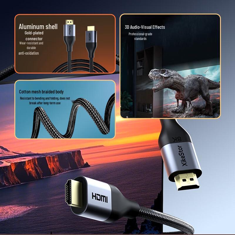 XiKe 8K 60Hz 4K 240Hz HDMI 2.1 & DisplayPort 1.4 Videokabel
