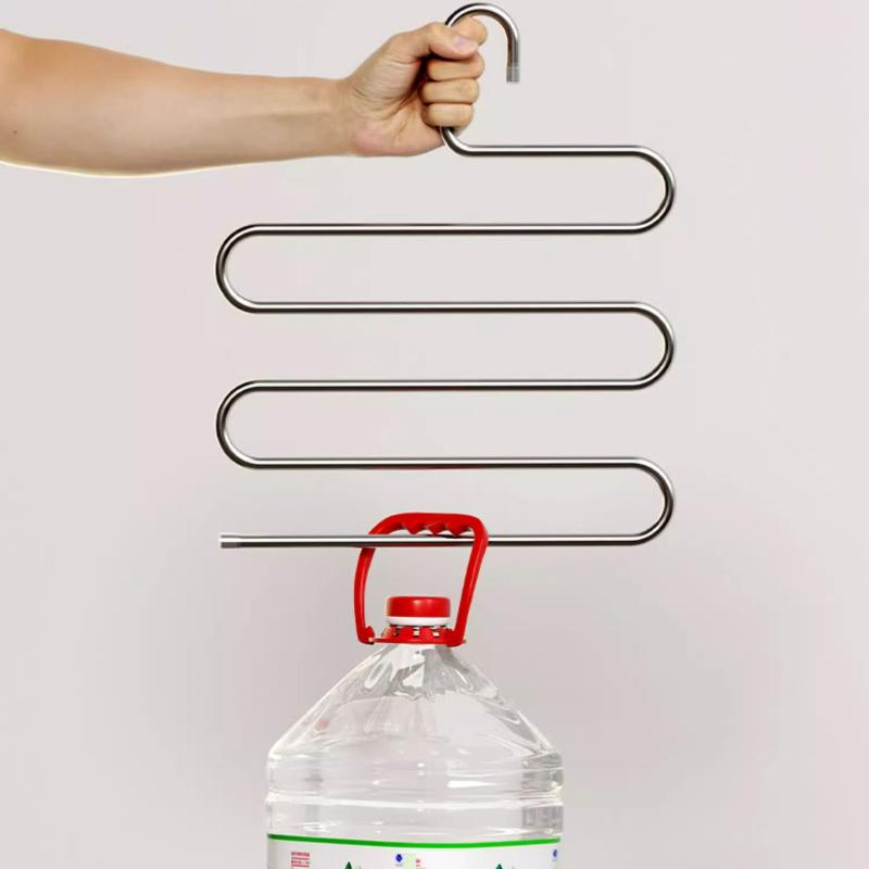 5-Layer Stainless Steel Multifunctional Hanger, S-Shaped Anti Slip And Traceless Hanger, Household Wardrobe Storage Artifact