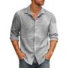 Men's Casual Lightweight Long Sleeve Shirt Button Front Cardigan with Stripe Print and Turn Down Collar Suitable for Everyday Wear
