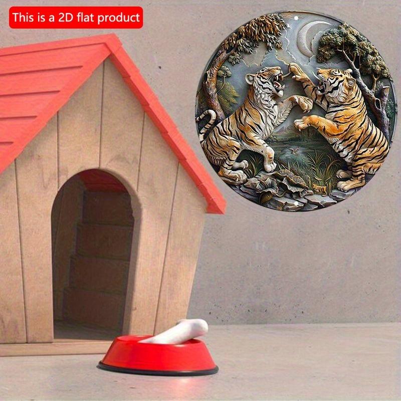 2d flat 20*20cm Tiger Sculpture Art, Wall Decor, Outdoor and Indoor Wooden Sign, Animal Theme, Home and Garden Decoration