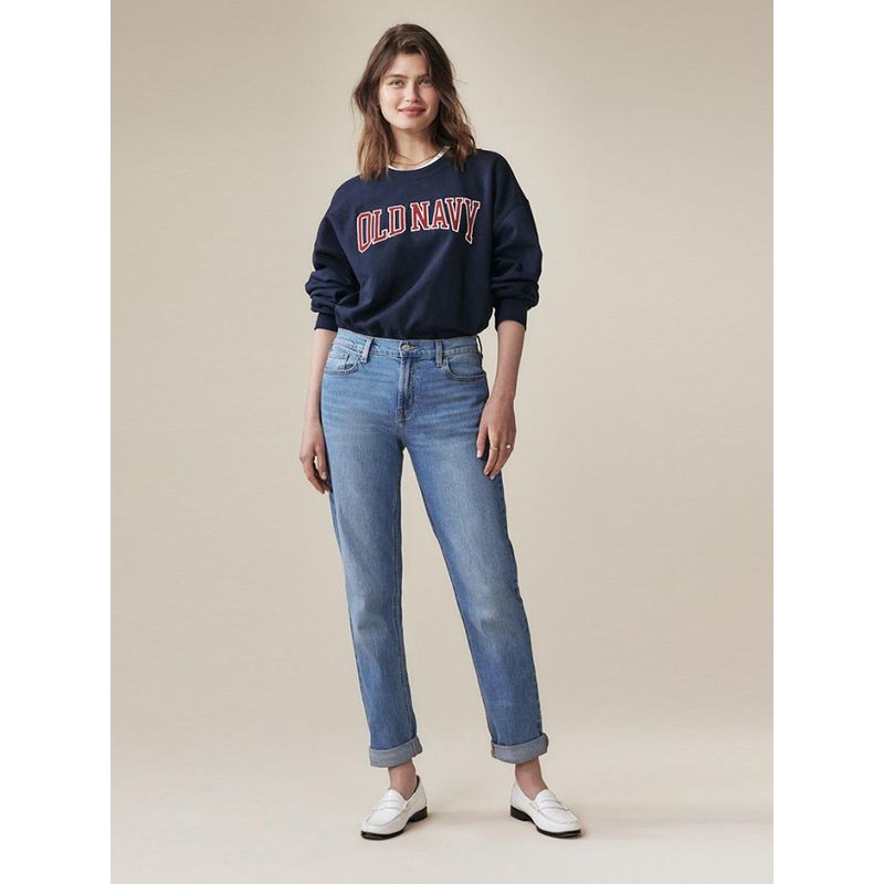 

Export USA Old Captain Fleece Winter High Waist Loose Casual Straight-Leg Boyfriend Micro Stretch Ninth and Blue Denim Youpin Old Captain s Straight Pants 6T