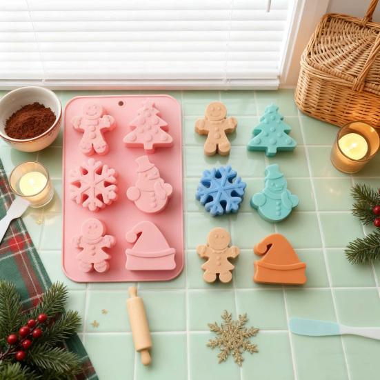 Christmas Silicone Cake Mold Set Xmas Tree Snowman Santa Claus Bells Snowflake Gingerbread Man Baking Mold DIY Baking Tool Kit