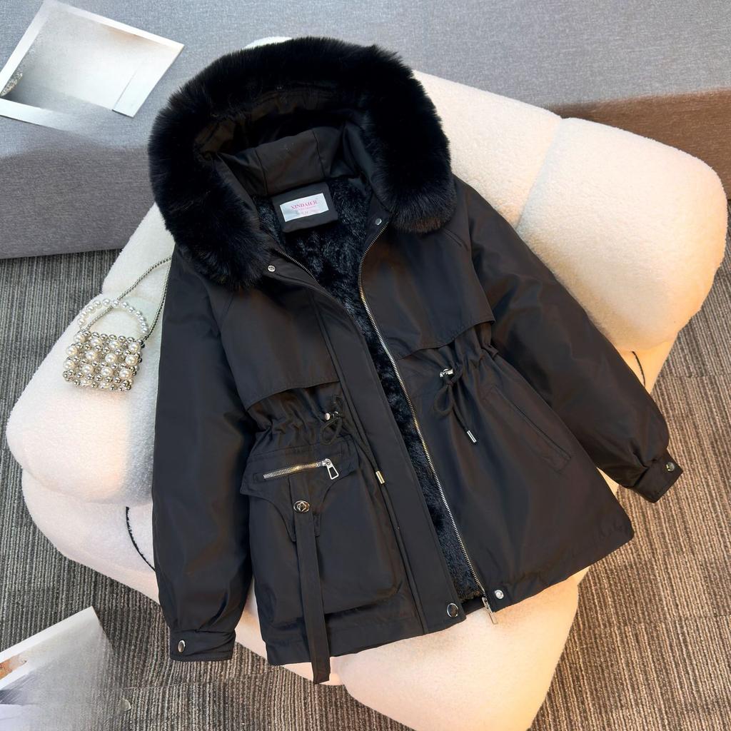 Winter New Korean Version Fashion Waist Cotton-padded Clothes Short Velvet Thickened Pie Overcome Cotton