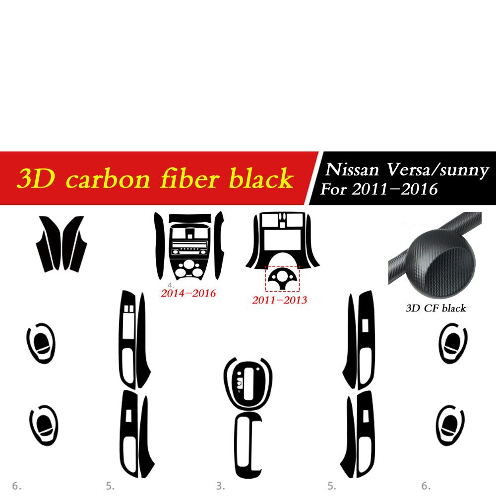Car-Styling 3D/5D Carbon Fiber Car Interior Center Console Color Change Molding Sticker Decals For Nissan Versa Sunny 2011-2016