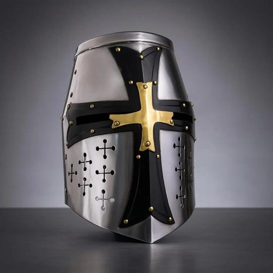 Håndlaget middelaldersk 1300-talls stormhjelm Perfekt for renessansemesse, Cosplay, LARP, Halloween-kostyme Autentisk stålrustningsreplika