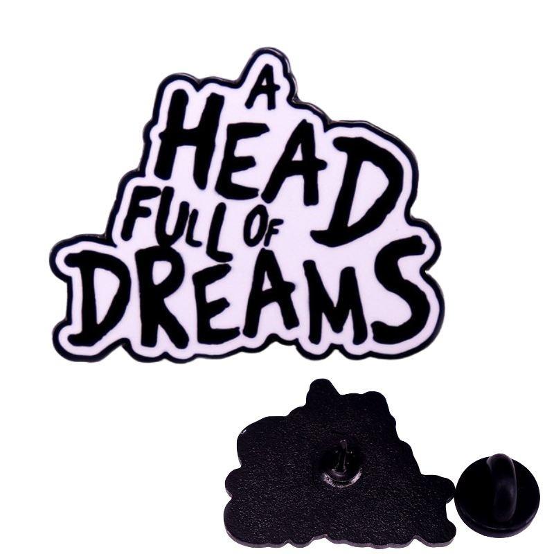 Stylowa przypinka / odznaka z albumu muzycznego Coldplay Dream Overload Prezent dla fana w kolorze czarnym