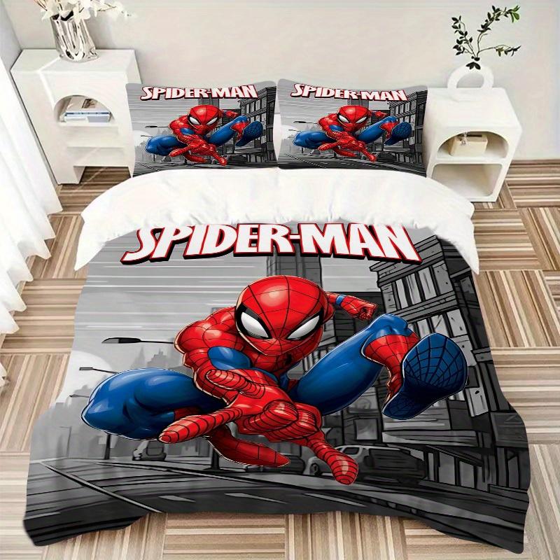 3pcs Spider-Man Printed Bedding Set, Breathable And Soft, Machine Washable, Christmas Gift, Suitable for Bedroom Decoration, 102