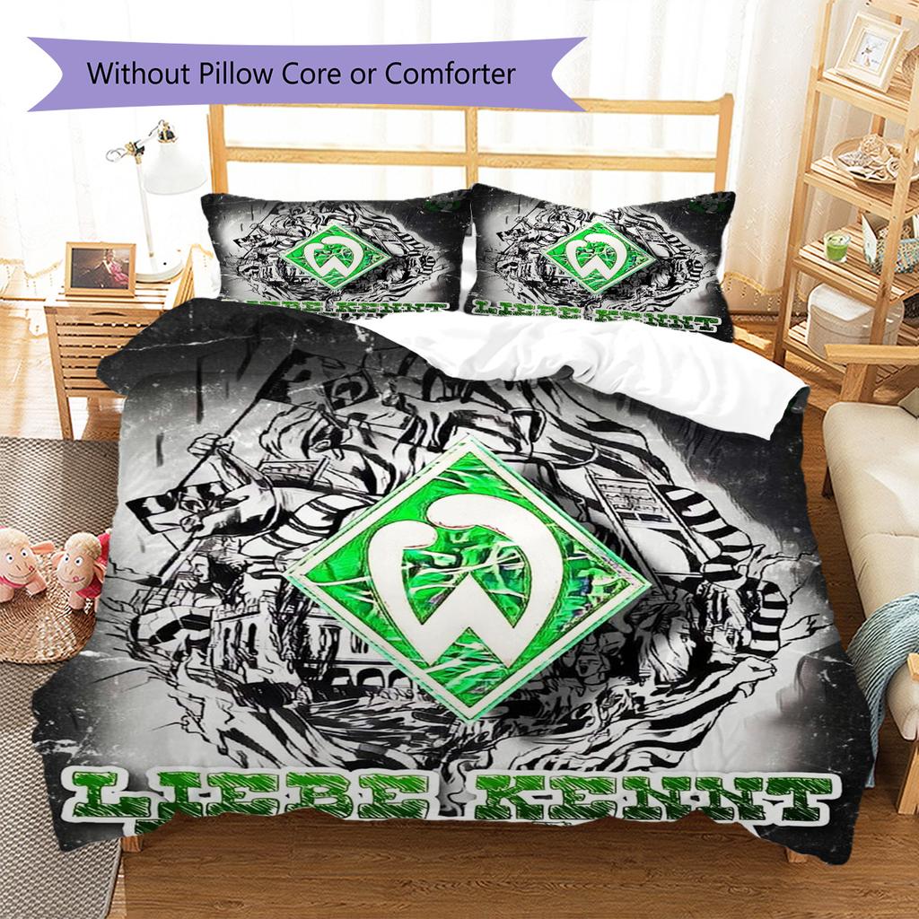 SV Werder Bremen Pattern Bedding Set Quilt Cover Pillowcase Home Decor Gift (1 * Duvet Cover + 2 * Pillowcase, Without Core)