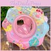 Children's Swim Ring Cartoon Pvc Inflatable Swim Float Sponge Bottom Flower Summer Fun Kids Pool Ring