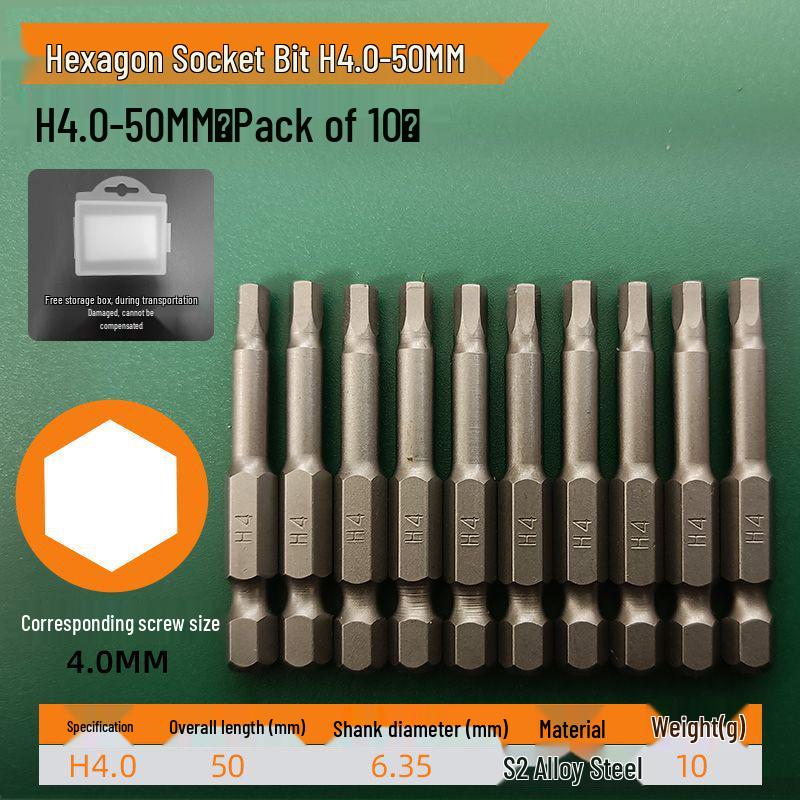 S2 Strong Magnetic Hex Socket Bit - High Strength, Shock Resistant for Hand Drills and Electric Screwdrivers