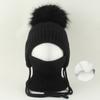 Kids Winter Warm Knitted Set Pom‑pom Hat Scarf Gloves 3‑Pcs Set Or Single Beanie Hat Windproof Ear Protection For Boys Girls Cold Weather Outdoor