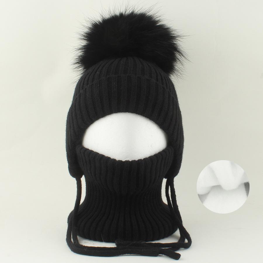 Kids Winter Warm Knitted Set Pom‑pom Hat Scarf Gloves 3‑Pcs Set Or Single Beanie Hat Windproof Ear Protection For Boys Girls Cold Weather Outdoor