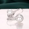 Silver Plated Teardrop Pearl & CZ Jewelry Set, Elegant Drop Earrings & Pendant Necklace Set for Women