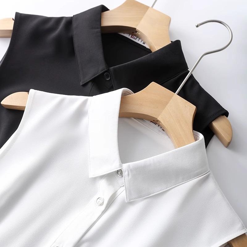 Sleeveless Summer Women Shirt Fashion Casual Loose Top Base Vest Elegant Lapel Office Streetwear Slim Fit Solid Color Blouse Basic Clothing