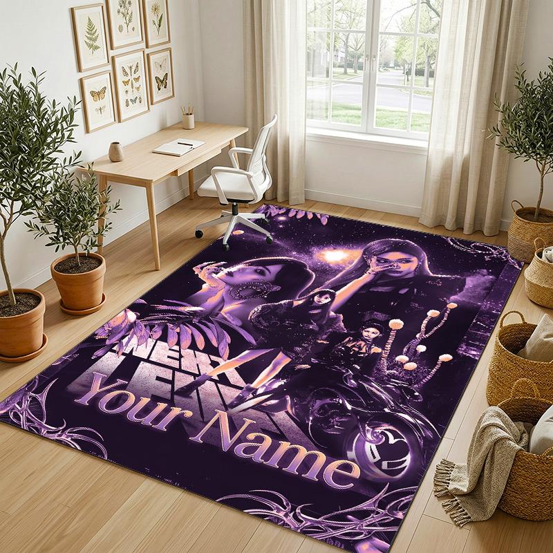 Personalized Crystal Velvet Carpet,aespa Custom Printed Name, Plush Area Rug For Home Indoor Decor