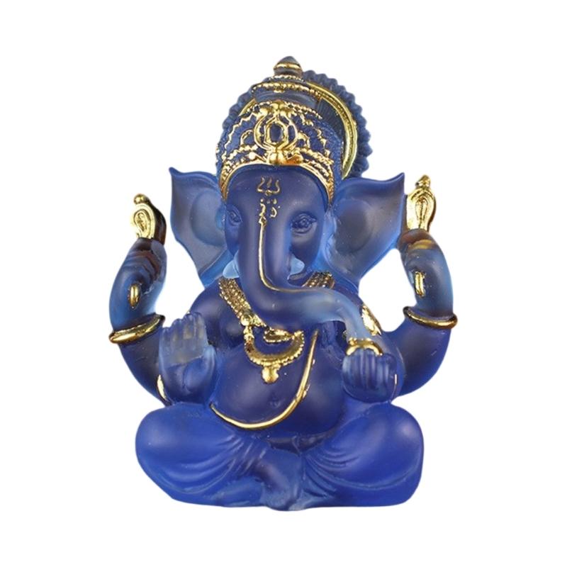 

Elegant Elephant God Sculpture Durable Resin Art Work Cultural Room Accent Table Display Figurine синий