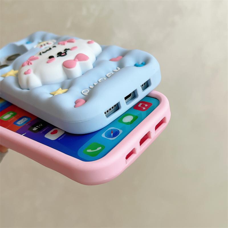 Niedliche, druckreduzierende Silikon-Telefonhülle mit Welpenmotiv für iPhone 16 15 14 13 12 11 Pro Max, Teleskopunterstützung, stoßfeste Hülle für iPhone