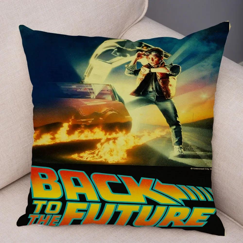 Cartoon Classic Movie Cushion Cover Decor Back To The Future Pillowcase Super Soft Plush Pillow Case for Sofa Home Car ,(4)