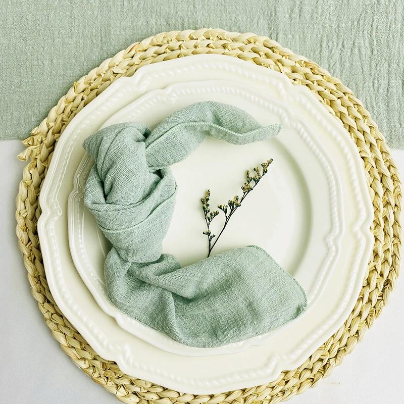 30pcs Handmade Cloth Napkins 40X40cm Boho Rustic Dinner Napkin for Birthday Wedding Party Baby Shower Christmas Table Decoration