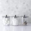 Clear Covered Jar Set with Chrome Knob Lid 3-Piece Storage Containers Bathroom Vanity Hair Accessories Jewelry Cotton Swabs