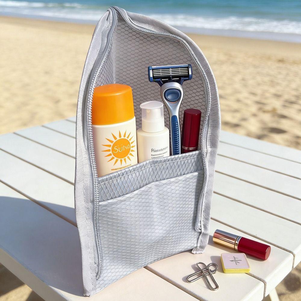 Large Capacity PVC Cosmetic Bag Vertical Design Waterproof Toothbrush Toiletry Pouch Zipper Closure Stand Up