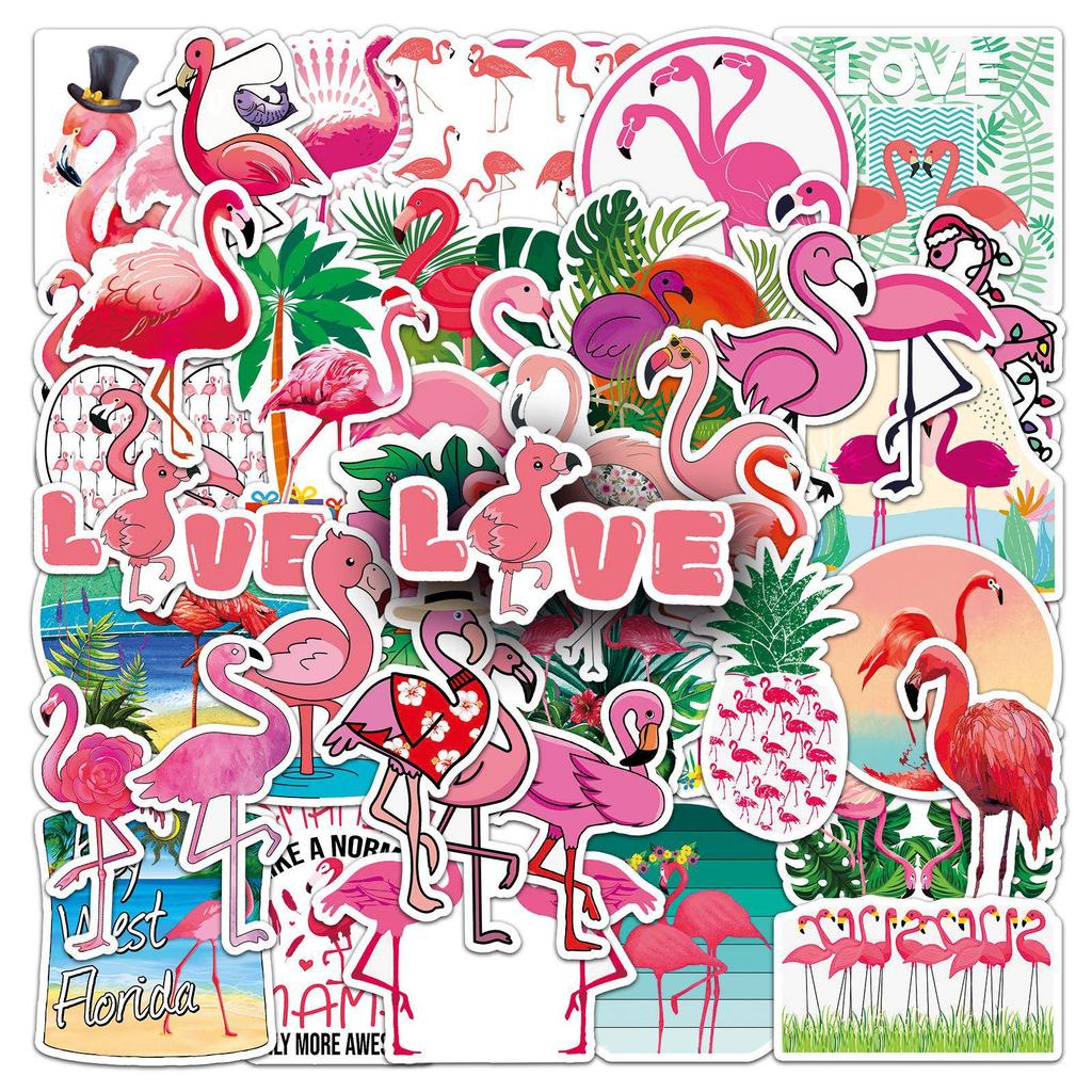 50 Flamingo Graffiti Cartoon Animal Stickers for DIY: Suitcases, Phones, Water Cups, Cars