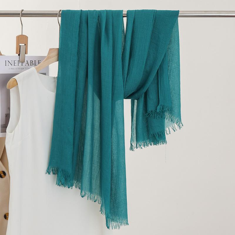 Monochrome Thin Scarf Women'S Sunscreen Shawl Solid Color Simple Imitation Cotton And Linen Silk Scarf High-End Yarn