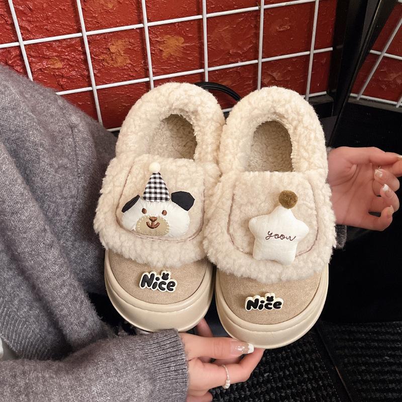 Women's Cartoon Large Size Soft Sole Winter Warm Fur One Snow Boots Padded Lined Ankle Boots Anti-slip Hiking Casual Sports Cotton Boots