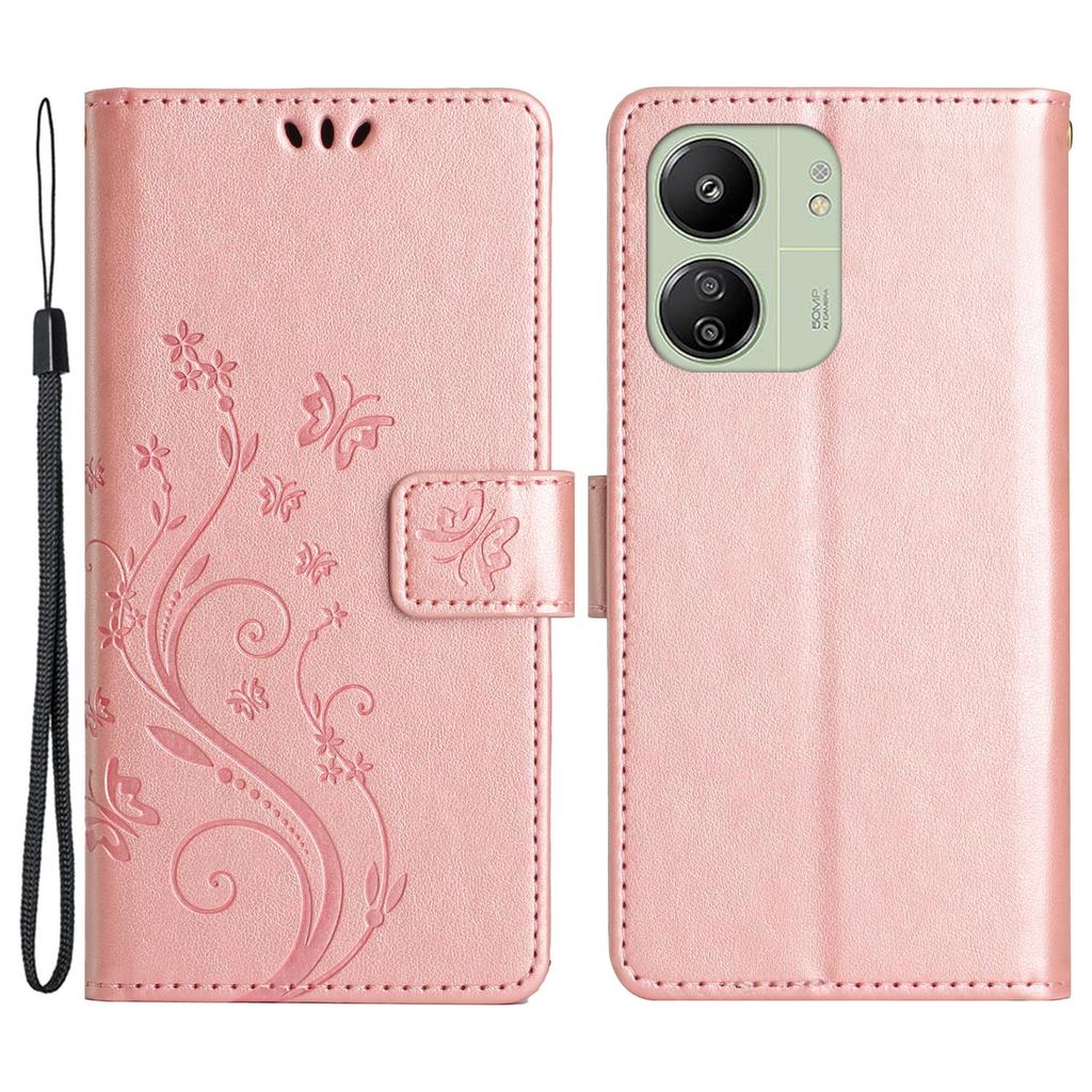 For Xiaomi Redmi 13C 4G/5G/13R 5G/Poco M6 5G/Poco C65 4G Leather Case Butterfly Phone Wallet Cover