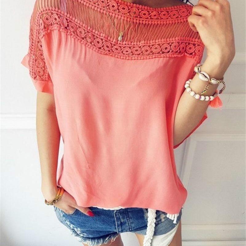 Ladies Fashion Womens Casual Loose Tops Blouse Short Sleeve Summer Tshirt