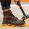 Borwn Safety Work Boots for Men Steel Toe Indestructible Shoes Work Sneakers Protect Puncture-proof Protective Work Boots