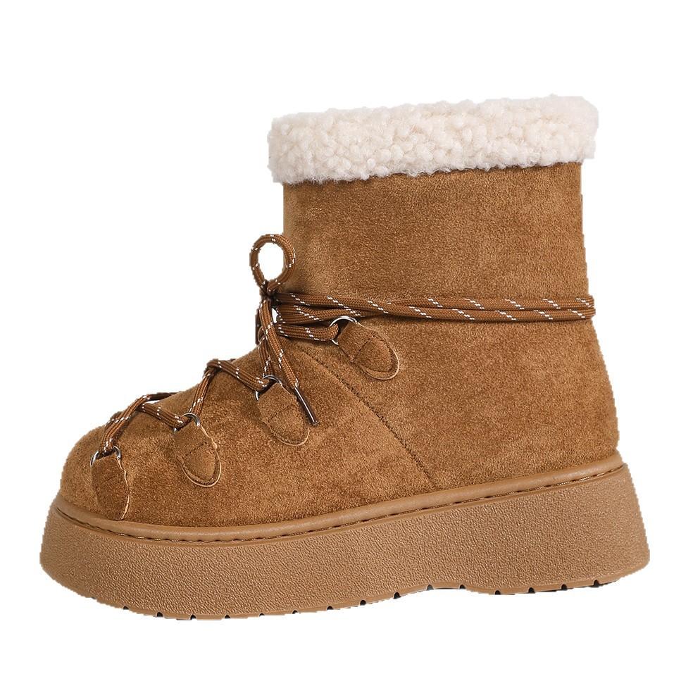 2025 autumn new foreign trade Xiaoxiangfeng muffin thick-soled snow boots women's Korean version round head sleeve warm women's boots