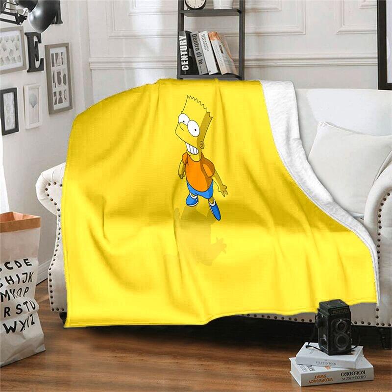 S-Simpson Měkký plyšový rozkládací pohovka Hodící Cartoon Moderní flanelové přikrývka Potah Tištěná přikrývka Dárek Piknikové deky