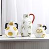Creative Painted Polka Dot Irregular Ceramic Vase Entryway Decorative Art Hydroponic Flower Vase Craft Interior Aesthetic Decor
