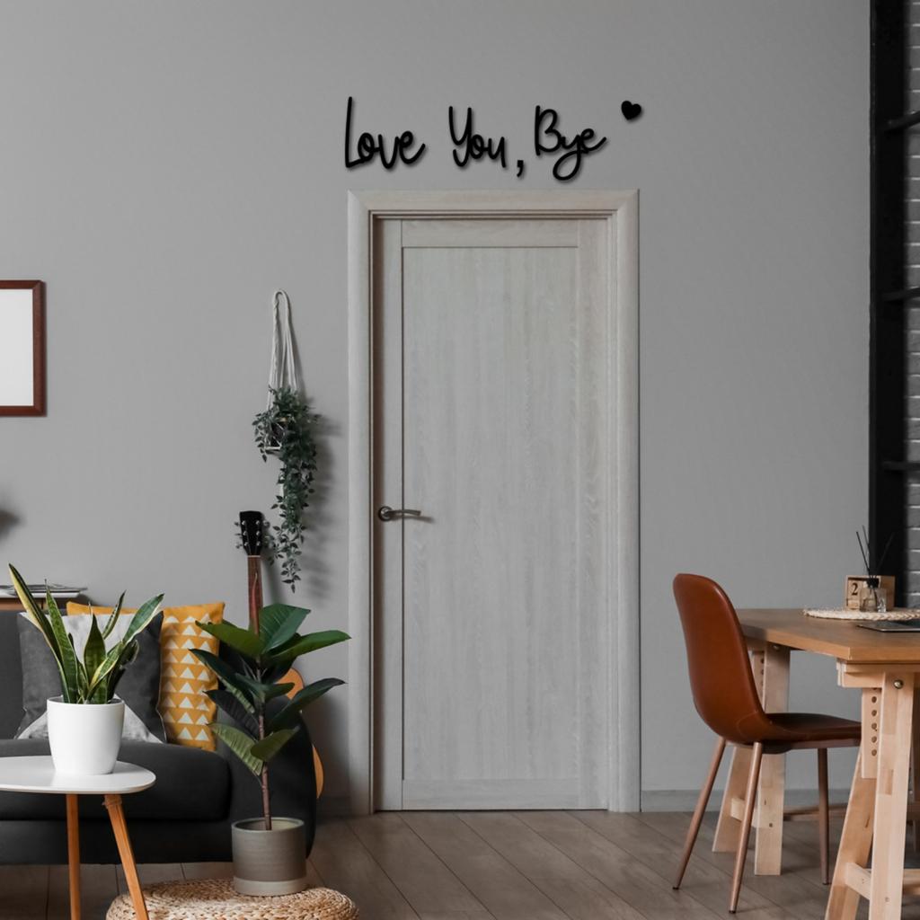 Svart trä Skript Älskar dig Hej Skyltset för Dörrdekoration Familjeväggkonst Hängande Plaketter Alla hjärtans dag Accentpresent