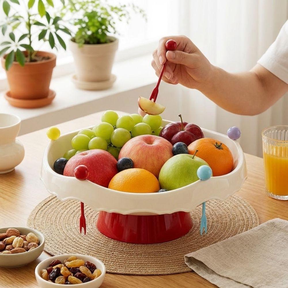 Draining Fruit Water-Filtering Bowl 360° Rotating Snack Storage Plate  Tea Table