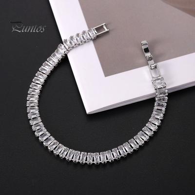 Unisex Bracelet Square Cubic Zirconia Luster Copper Anti-Friction Bangle Gift for Loved Ones Daily Wear Prom Wedding Jewelry