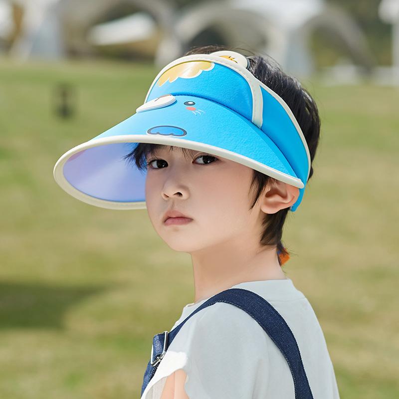 1142 Cute Cartoon Children's Hats Boys and Girls Summer Outdoor Sun Protection Visor Hat Big Brim Empty Top Sun Hat