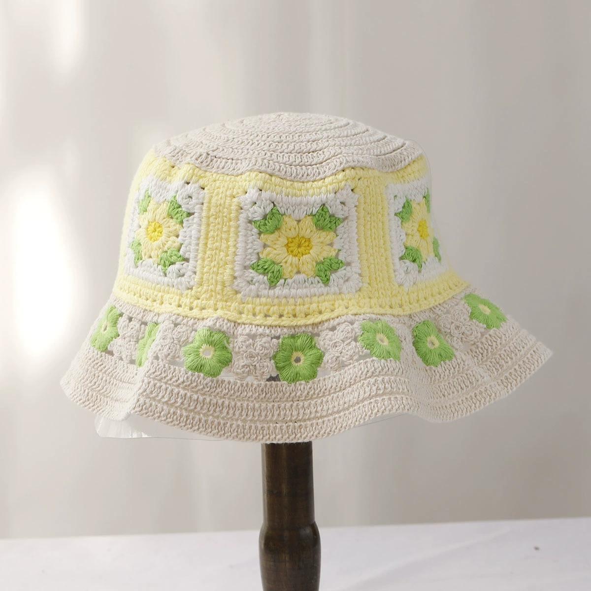 

Сладкая вязаная крючком шляпа-цветок с фруктами для женщин, модные рыбацкие шляпы с дизайном клубники для девочек 56-58