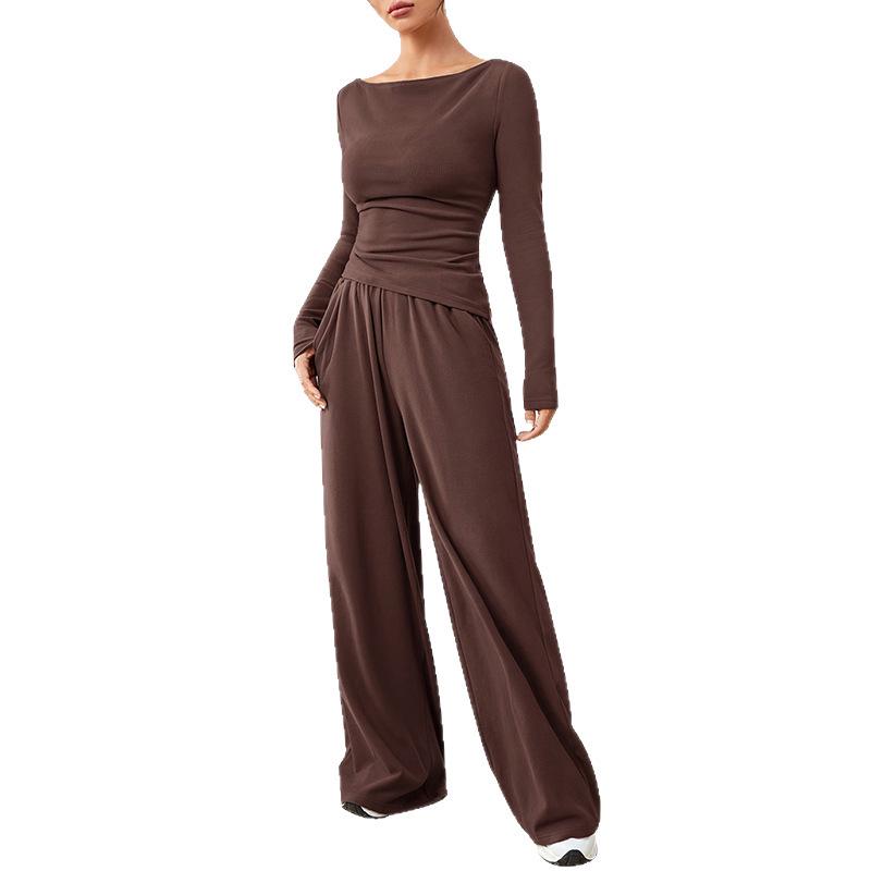 Loose Fit Women's Wide-Leg Pants Two-Piece Set - Soft, Stylish, Irregular Design