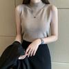 Summer Base Shirt, Women's Summer Slim Fit Thin Sweater, Sleeveless Knit Sweater, Inner Vest, Short Top