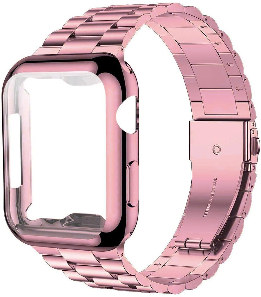 Case+Strap iWatch Band Ultra2 49mm Stainless Steel Metal Strap For Apple Watch 9 41 45MM 44mm 40mm SE Series 8 7 6 5 4 Cover