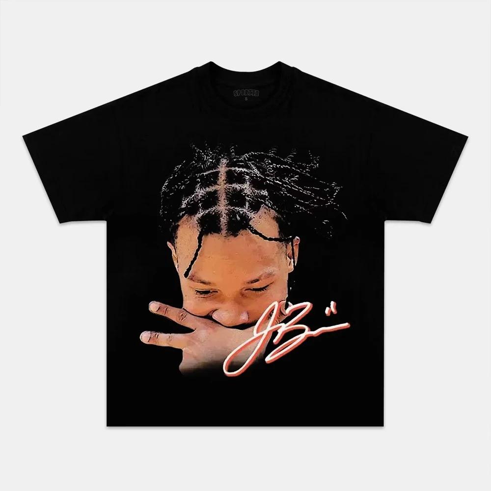2026 Y2K Jalen Brunson Portrait Graphic Print T-shirt Men Women Basketball Star Oversized Causal Short Sleeve Streetwear Fashion Top Summer New Tee