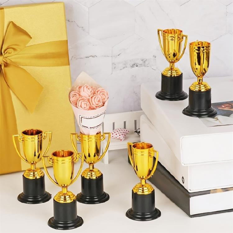 6Pcs Award Trophies Cups Soccer Medals Prize Cup Plastic Small Trophies Sports Meeting Reward Props Party Gifts Enduring