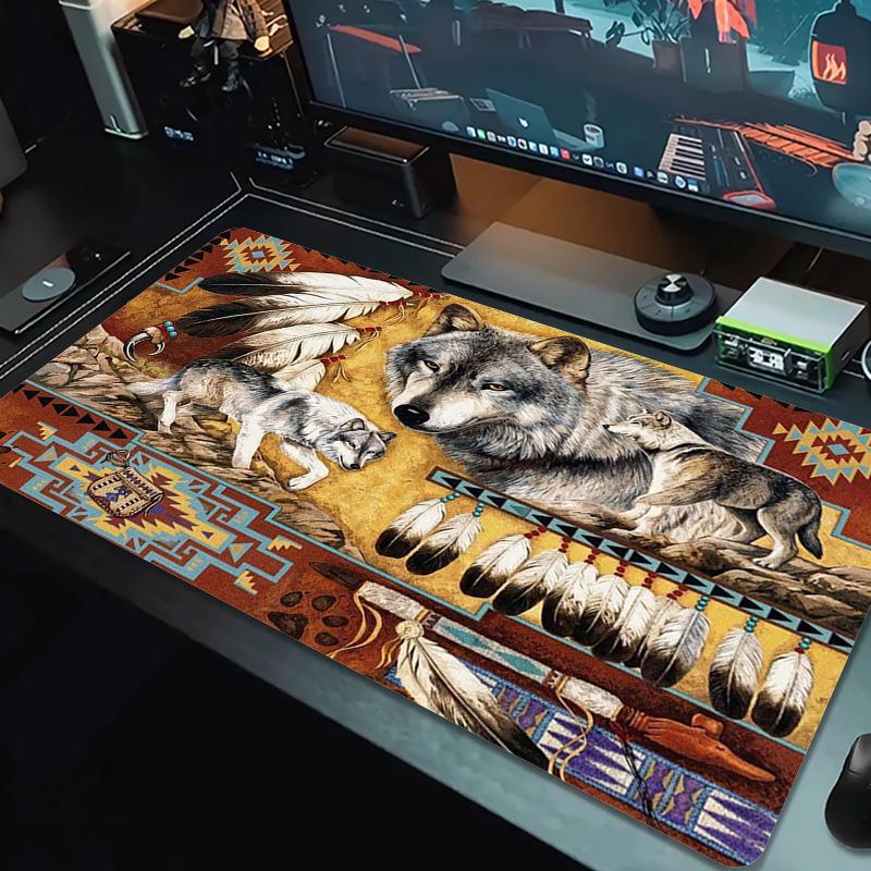 Indian Wolf Color Mouse Pad Large Gaming Table Cushion Non-slip Laptop Tablet Big Mousepad XXL Mat Mini PC Playmat With Lock Edge