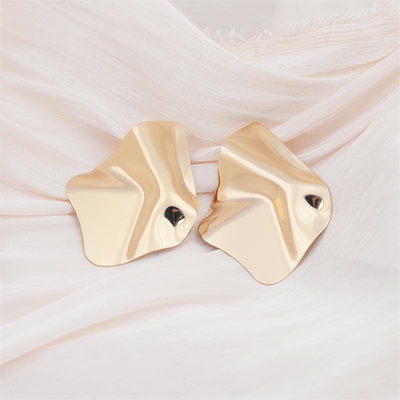 New Exaggerated Irregular Metal Piece Dangle Earrings for Women Uneven Folded Gold Color Metal Hanging Earrings brincos