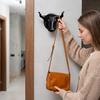 Unique Gift for Men Bull Head Hat Rack, Lightweight Wall-Mount Key Holder, Decorative Coat Heavy Duty PLA Wall Mount Hook, Retro Animal Hanger