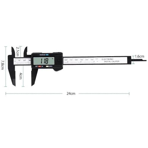 Generic DTY Vernier Caliper, 0-150mm, ABS + Carbon Fiber, Digital Caliper with Storage Case (Black)