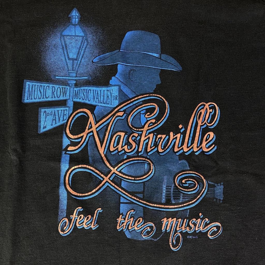 Vintage Mens Large 1990s Nashville Music Row Valley Country Blues Black T Shirt